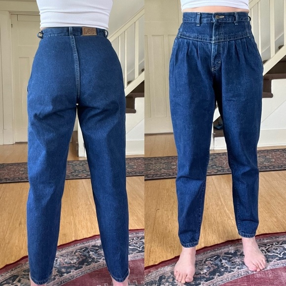 VINTAGE Lee Super High Rise Pleated Yoke Jeans Size 4 - Picture 2 of 15